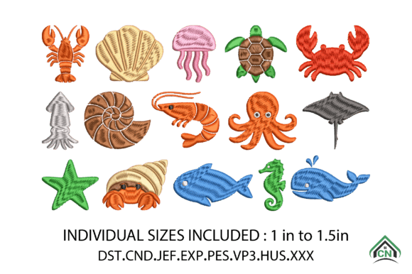 Download Mini Sea Animal Embroidery Design Bundle - Embroidery design Collection