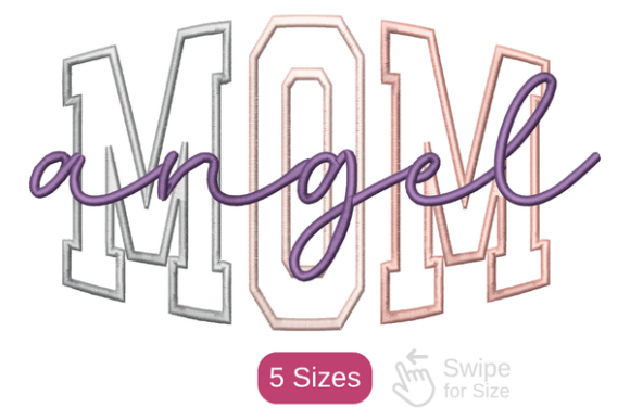 Download Angel Mom Embroidery Design 5 Sizes - Embroidery design Collection