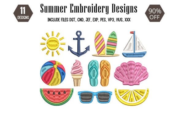 Download Summer Beach Embroidery Design - Embroidery design Collection