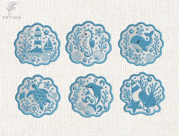 Download Coastal Ocean Embroidery Design Set - Embroidery design Collection