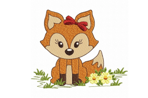 Download Cute Fox Embroidery Design with Bow - Embroidery design Collection