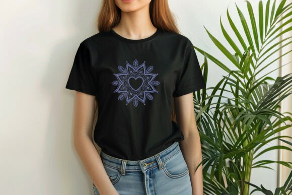 Download Elegant Heart Mandala Monogram Frame Embroidery Design in Blue - Embroidery design Collection