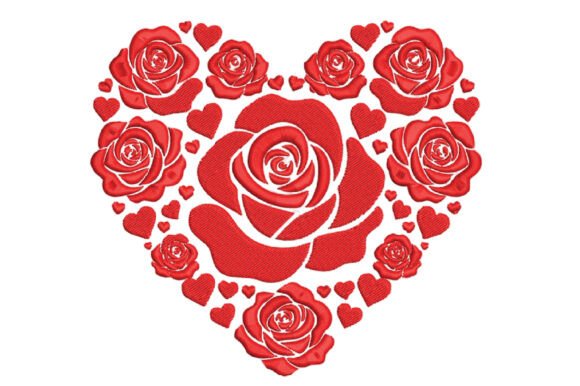 Download Rose &amp; Hearts Floral Heart Embroidery - Floral heart embroidery Collection