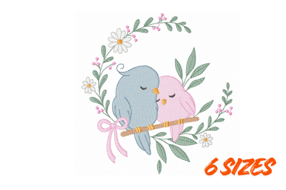 Download Love Birds Floral Embroidery Design - Embroidery design Collection