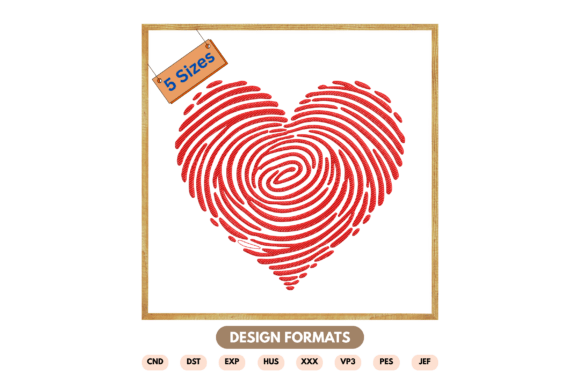 Download Fingerprint Heart Embroidery Design - Embroidery design Collection