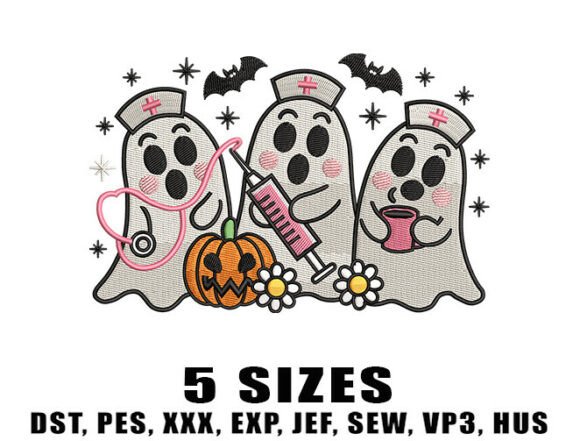 Download Pink Nurse Ghost Embroidery Design - Embroidery design Collection