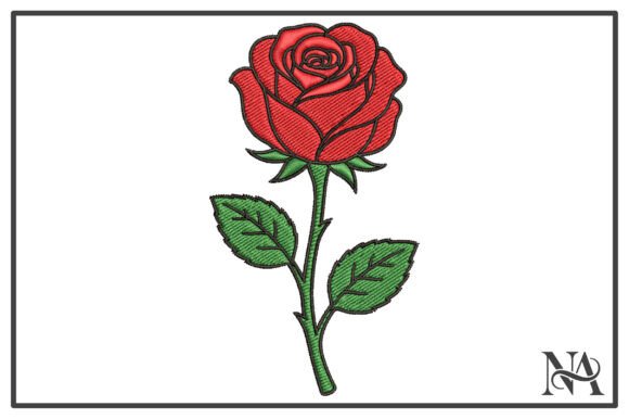 Download Classic Red Rose Stem Embroidery Design - Embroidery design Collection