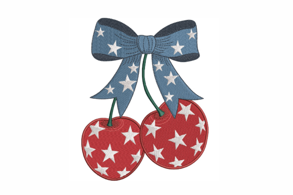 Download America Patriotic Cherries Embroidery Design - Embroidery design Collection