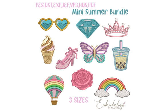 Download Mini Summer Embroidery Design Bundle - Embroidery design Collection