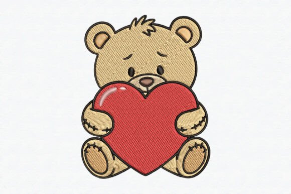 Download Bear with Heart Embroidery Design - Embroidery design Collection