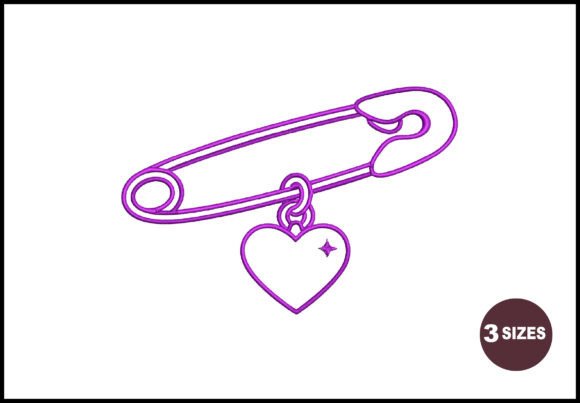 Download Safety Pin Heart Embroidery Design - Embroidery design Collection
