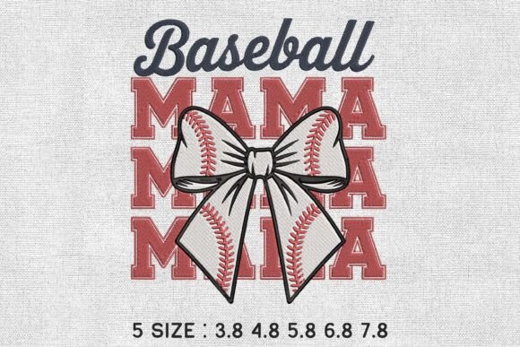 Download Baseball Mama Bow Embroidery Design File - Embroidery design Collection