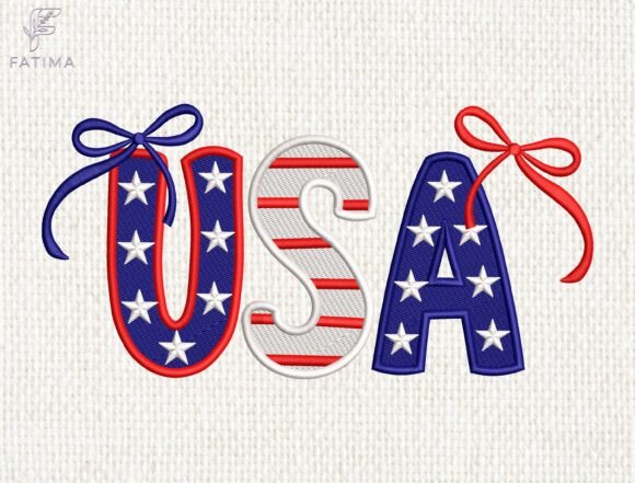 Download USA Patriotic Bow Embroidery Design - Embroidery design Collection