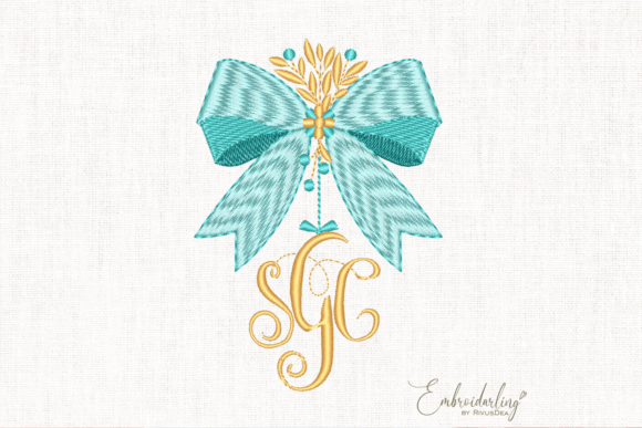 Download Bow Monogram Frame Embroidery Design - Embroidery design Collection