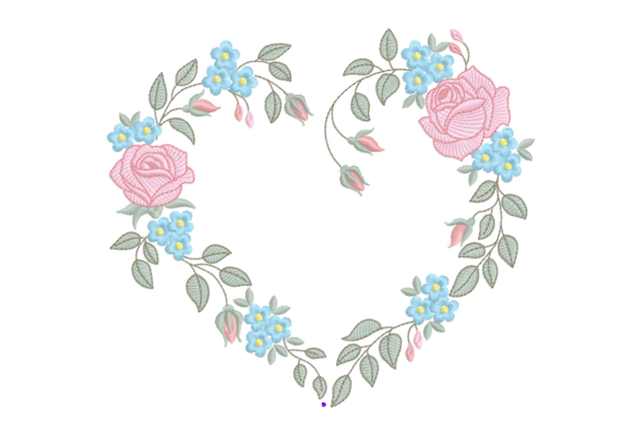Download Floral Heart Embroidery Design with Rose - Floral heart embroidery Collection