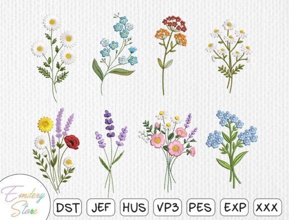 Download Wildflower Bouquet Embroidery Design Set - Embroidery design Collection