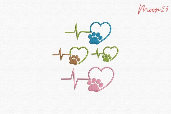 Download Heartbeat Paw Love Embroidery Design - Embroidery design Collection