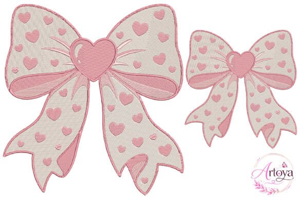 Download Cute Heart Bow Embroidery Design - Embroidery design Collection