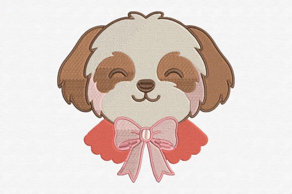 Download Shih Tzu with Pink Bow Embroidery Design - Embroidery design Collection