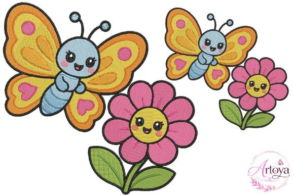 Download Butterfly and Flower Embroidery Design - Embroidery design Collection